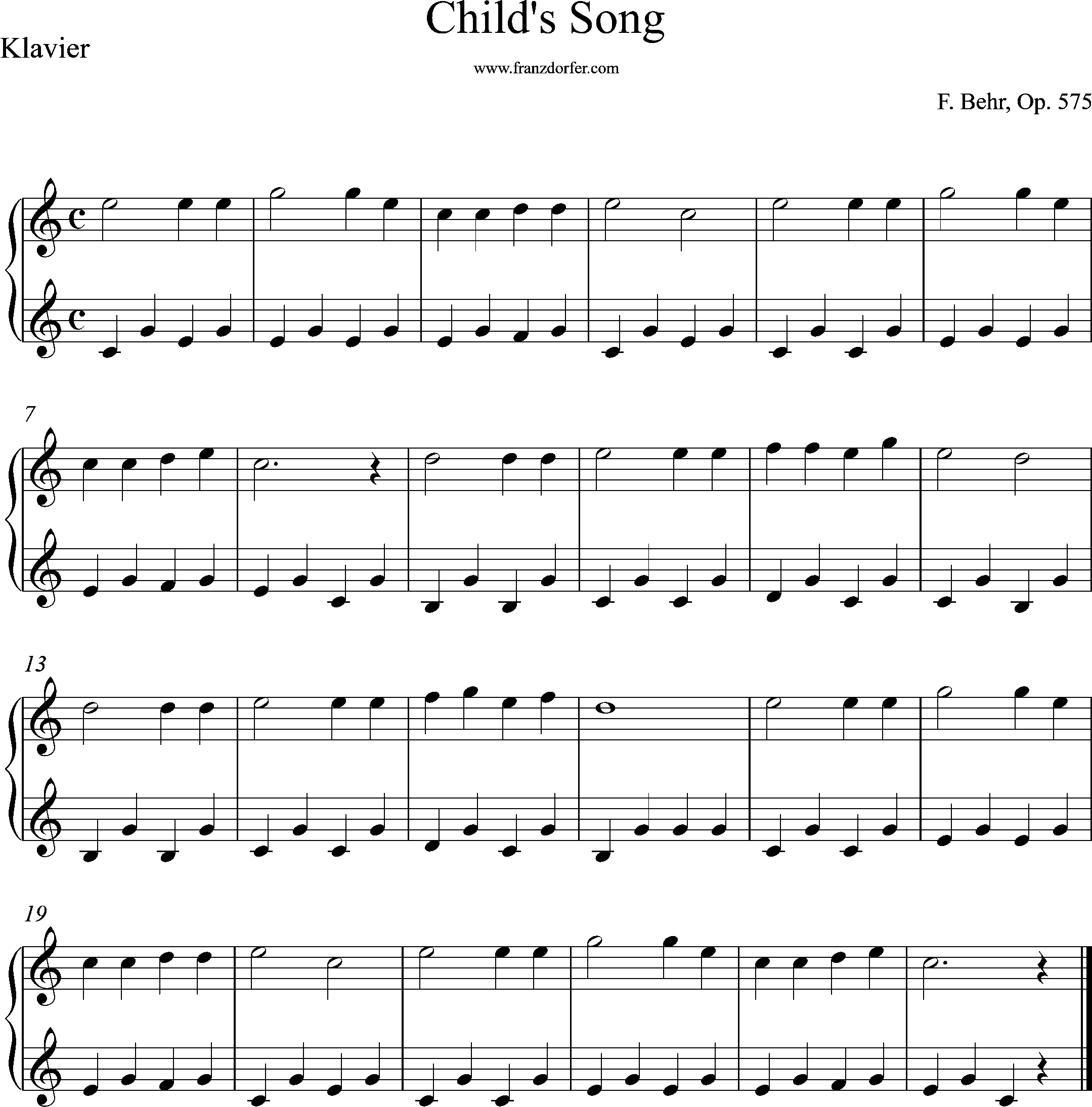 F. Behr, op.575, Childs song